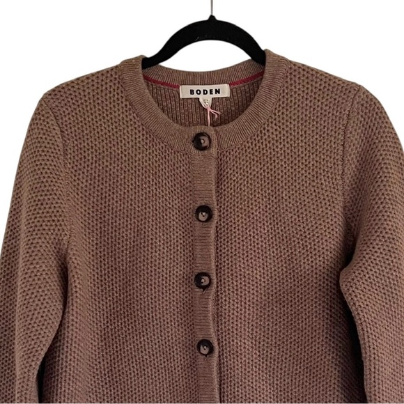 Boden Textured Stitch Cardigan in Praline Brown NWT Size US 10 - Picture 5 of 13